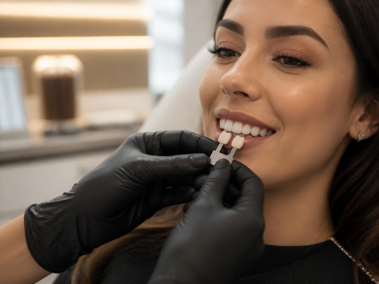 Veneers & shade matching — Ceramic shade matched to your face, not a catalogue